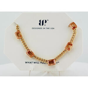 Bomb Party November Necklace RBP8434 "Uh Huh Honey" Amber Topaz on Yellow Gold